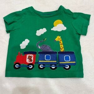Baby Boden Green Tee with Train and Animals